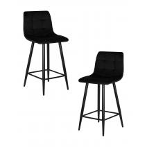  Набор 2 шт Стул полубарный DOBRIN OLIVIA, черные матовые ножки, черный велюр (108-77), фото 1 