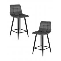  Набор 2 шт Стул полубарный DOBRIN OLIVIA, черные матовые ножки, темно-серый велюр (108-91), фото 1 
