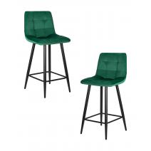  Набор 2 шт Стул полубарный DOBRIN OLIVIA, черные матовые ножки, зелёный велюр (108-64), фото 1 
