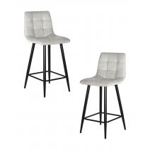  Набор 2 шт Стул полубарный DOBRIN OLIVIA, черные матовые ножки, светло-серый велюр (108-52), фото 1 