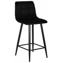  Стул полубарный DOBRIN OLIVIA, черные матовые ножки, черный велюр (108-77), фото 1 