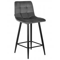  Стул полубарный DOBRIN OLIVIA, черные матовые ножки, темно-серый велюр (108-91), фото 1 