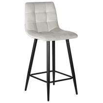  Стул полубарный DOBRIN OLIVIA, черные матовые ножки, светло-серый велюр (108-52), фото 1 