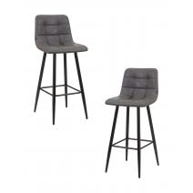 Набор 2 шт Стул барный DOBRIN NICOLE, черные матовые ножки, серая антрацитовая винтажная экокожа (RU-08), фото 1 