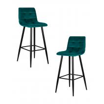  Набор 2 шт Стул барный DOBRIN NICOLE, черные матовые ножки, морской волны велюр (108-119), фото 1 