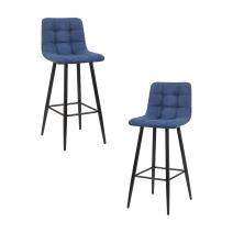  Набор 2 шт Стул барный DOBRIN NICOLE, черные матовые ножки, синяя ткань (UF860-14B), фото 1 