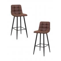  Набор 2 шт Стул барный DOBRIN NICOLE, черные матовые ножки, коричневая микрофибра (PK-03), фото 1 