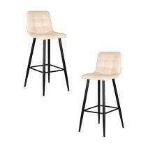  Набор 2 шт Стул барный DOBRIN NICOLE, черные матовые ножки, кремовый велюр (108-113), фото 1 