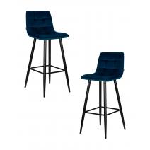  Набор 2 шт Стул барный DOBRIN NICOLE, черные матовые ножки, темно-синий велюр (108-95), фото 1 