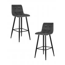  Набор 2 шт Стул барный DOBRIN NICOLE, черные матовые ножки, темно-серый велюр (108-91), фото 1 