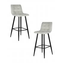  Набор 2 шт Стул барный DOBRIN NICOLE, черные матовые ножки, светло-серый велюр (108-52), фото 1 