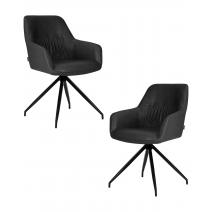  Набор 2 шт Стул обеденный DOBRIN DANIEL, черные ножки, винтажная антрацитовая экокожа (RU-08), фото 1 