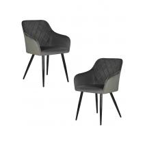  Набор 2 шт Стул обеденный DOBRIN ROBERT, черные матовые ножки, велюр V108-92 Антрацит, фото 1 