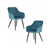  Набор 2 шт Стул обеденный DOBRIN ROBERT, черные матовые ножки, велюр V108-108 Морская волна, фото 1 