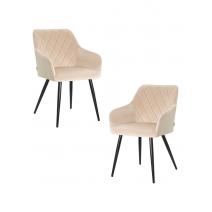  Набор 2 шт Стул обеденный DOBRIN ROBERT, черные матовые ножки, велюр V108-98 Бежевый, фото 1 