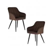  Набор 2 шт Стул обеденный DOBRIN ROBERT, черные матовые ножки, велюр V108-76 Горький шоколад, фото 1 