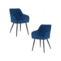  Набор 2 шт Стул обеденный DOBRIN ROBERT, черные матовые ножки, велюр V108-67 Тёмно-синий, фото 1 