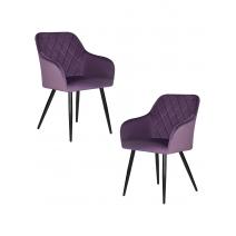  Набор 2 шт Стул обеденный DOBRIN ROBERT, черные матовые ножки, велюр V108-45 Темно-фиолетовый, фото 1 