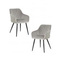  Набор 2 шт Стул обеденный DOBRIN ROBERT, черные матовые ножки, велюр V108-81 Серый, фото 1 
