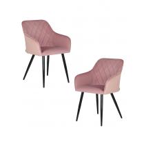  Набор 2 шт Стул обеденный DOBRIN ROBERT, черные матовые ножки, велюр V108-15 Розовый, фото 1 