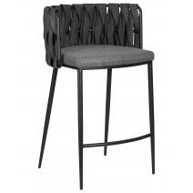  Стул полубарный DOBRIN AMELIA COUNTER, серая ткань (F-48), темно-серый винтажный PU (MF-12), фото 1 