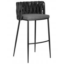  Стул барный DOBRIN AMELIA, серая ткань (F-48), темно-серый винтажный PU (MF-12), фото 1 