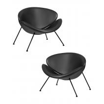  Набор 2 шт Кресло дизайнерское DOBRIN EMILY, черный винил YP16, черное основания, фото 1 