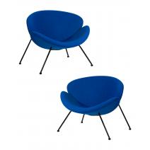  Набор 2 шт Кресло дизайнерское DOBRIN EMILY, синяя ткань AF6, черное основание, фото 1 