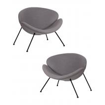  Набор 2 шт Кресло дизайнерское DOBRIN EMILY, серая ткань AF7, черное основание, фото 1 