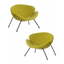  Набор 2 шт Кресло дизайнерское DOBRIN EMILY, светло-зеленая ткань AF3, черное основание, фото 1 