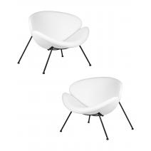  Набор 2 шт Кресло дизайнерское DOBRIN EMILY, белый винил YP17, черное основание, фото 1 