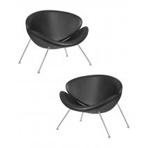  Набор 2 шт Кресло дизайнерское DOBRIN EMILY, черный винил YP16, хромированная сталь, фото 1 