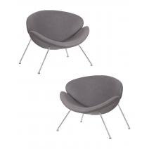  Набор 2 шт Кресло дизайнерское DOBRIN EMILY, серая ткань AF7, хромированная сталь, фото 1 