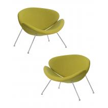  Набор 2 шт Кресло дизайнерское DOBRIN EMILY, светло-зеленая ткань AF3, хромированная сталь, фото 1 