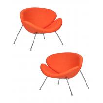  Набор 2 шт Кресло дизайнерское DOBRIN EMILY, оранжевая ткань AF, хромированная сталь, фото 1 