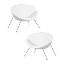  Набор 2 шт Кресло дизайнерское DOBRIN EMILY, белый винил YP17, хромированная сталь, фото 1 