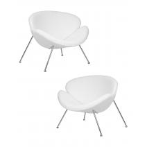  Набор 2 шт Кресло дизайнерское DOBRIN EMILY, белый (букле) ткань , хромированная сталь, фото 1 