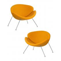  Набор 2 шт Кресло дизайнерское DOBRIN EMILY, желтая ткань AF13, хромированная сталь, фото 1 