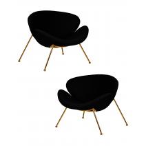  Набор 2 шт Кресло дизайнерское DOBRIN EMILY, черный ткань AF9, золотое основание, фото 1 