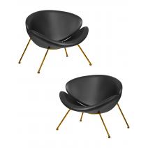  Набор 2 шт Кресло дизайнерское DOBRIN EMILY, черный винил YP16, золотое основания, фото 1 