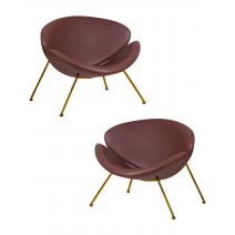  Набор 2 шт Кресло дизайнерское DOBRIN EMILY, коричневый винил YP5, золотое основание, фото 1 