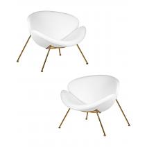  Набор 2 шт Кресло дизайнерское DOBRIN EMILY, белый винил YP17, золотое основание, фото 1 