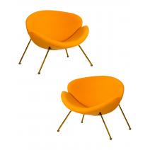  Набор 2 шт Кресло дизайнерское DOBRIN EMILY, желтая ткань AF13, золотое основание, фото 1 