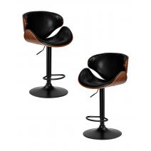  Набор 2 шт Стул барный DOBRIN KARTER BLACK, коричневый орех дерево (BWW), черный PU, фото 1 