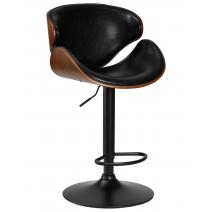  Стул барный DOBRIN KARTER BLACK, коричневый орех дерево (BWW), черный PU, фото 1 