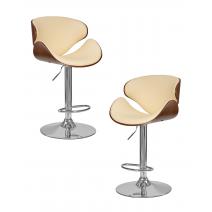  Набор 2 шт Стул барный DOBRIN KARTER, коричневое дерево, кремовый, фото 1 