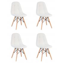  Набор 4 шт Стул обеденный DOBRIN BENNET, ножки светлый бук, белый, фото 1 