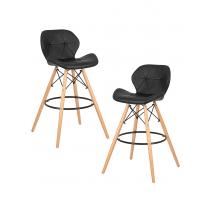  Набор 2 шт Стул барный DOBRIN BUTTERFLY BAR, ножки светлый бук, цвет чёрный, фото 1 
