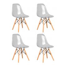  Набор 4 шт Стул обеденный DOBRIN DSW CASPER, ножки светлый бук, цвет прозрачный, фото 1 