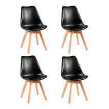  Набор 4 шт Стул обеденный DOBRIN JERRY SOFT, ножки светлый бук, цвет сиденья чёрный (B-03), фото 1 